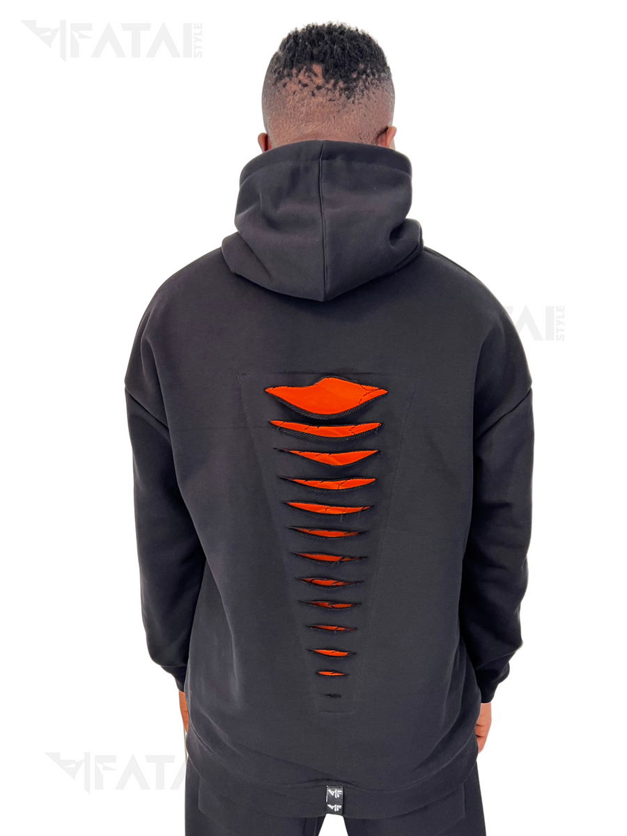 Black Sweatshirt with Orange Details