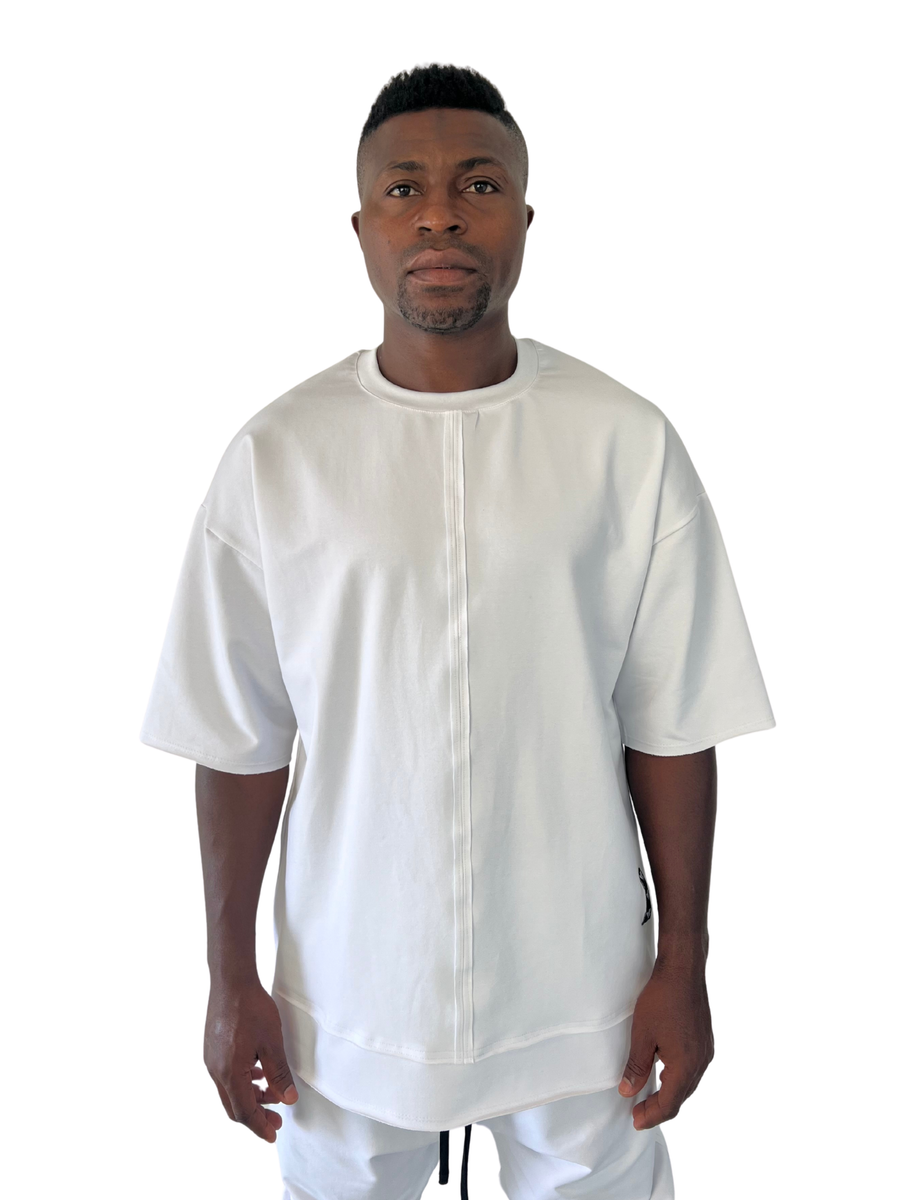 Oversized White T-Shirt with Multiple Cut-Outs