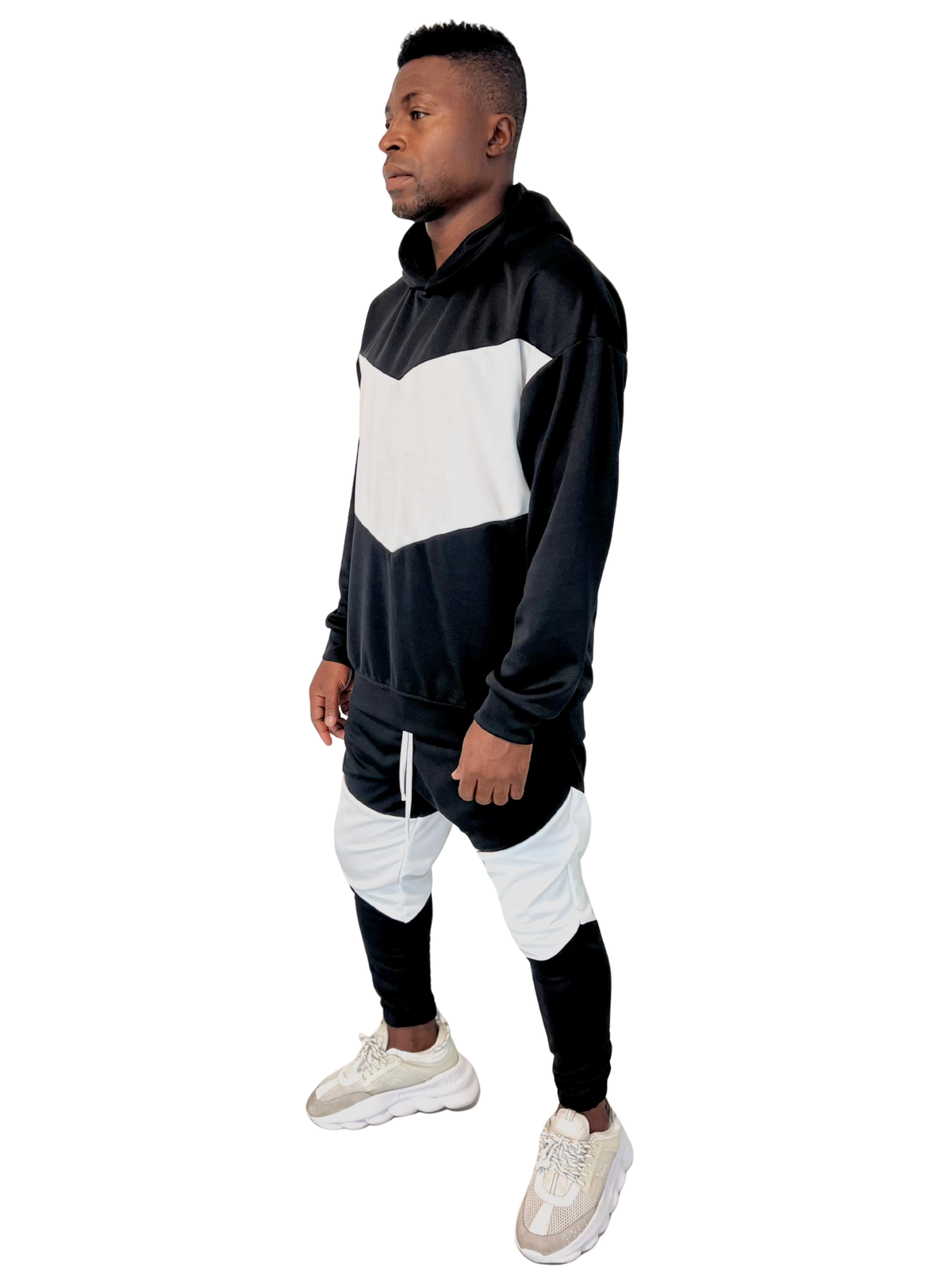 Black & White Color-Blocked Two-Piece Set