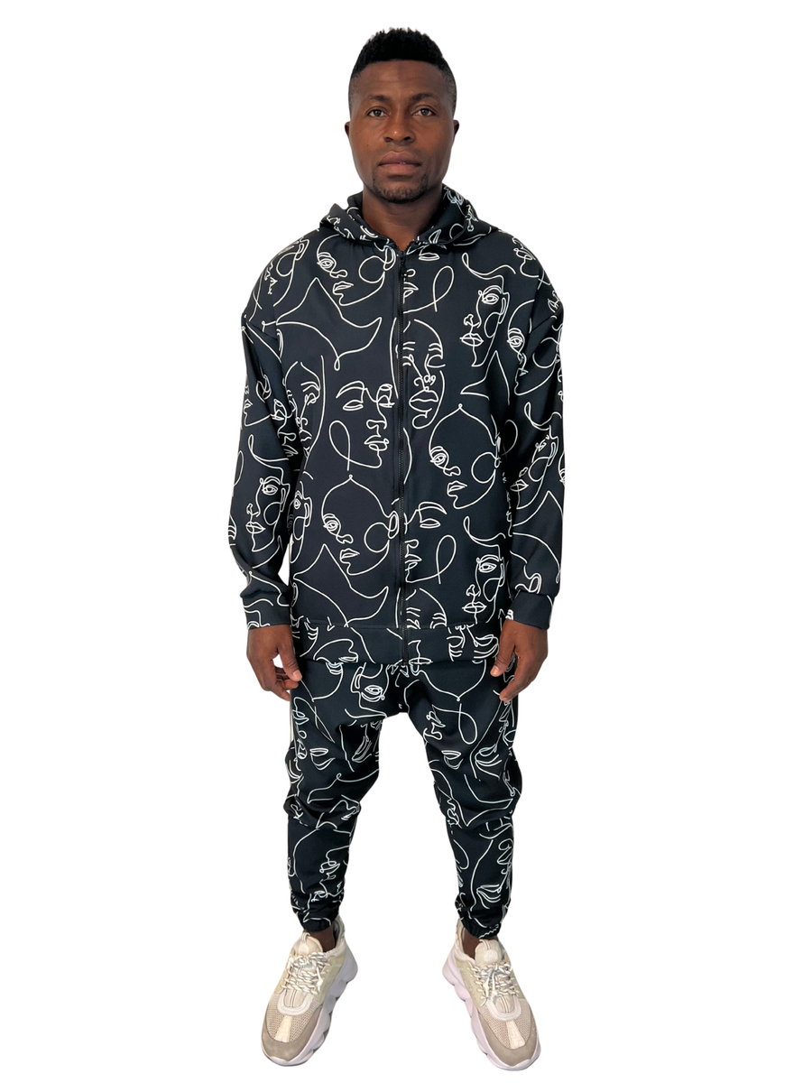 Black Sweatshirt with Geometric Design