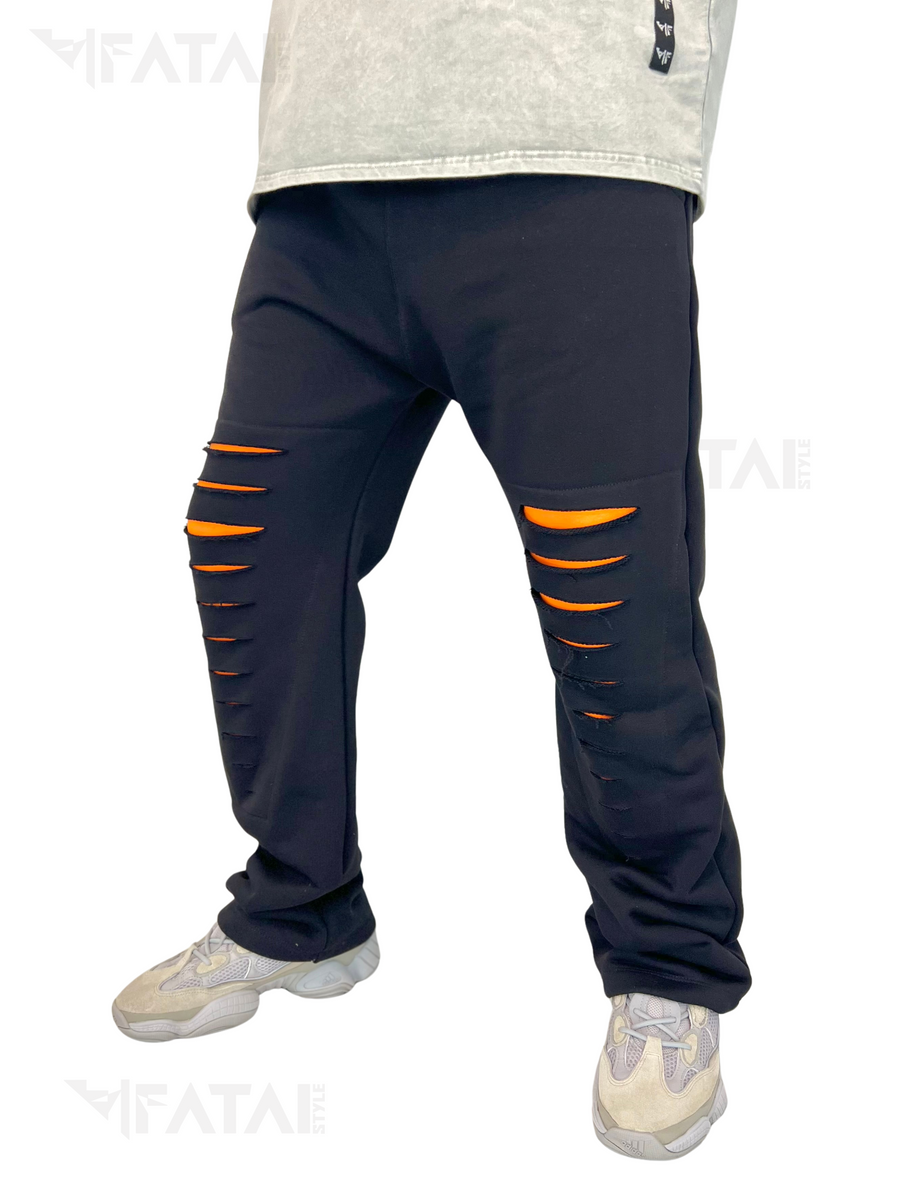 Black Trousers with Orange Detail