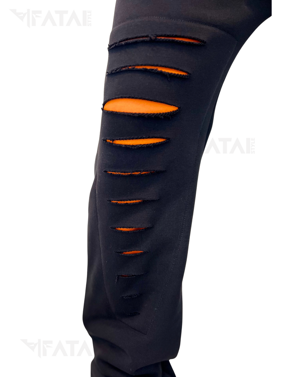 Black Trousers with Orange Detail