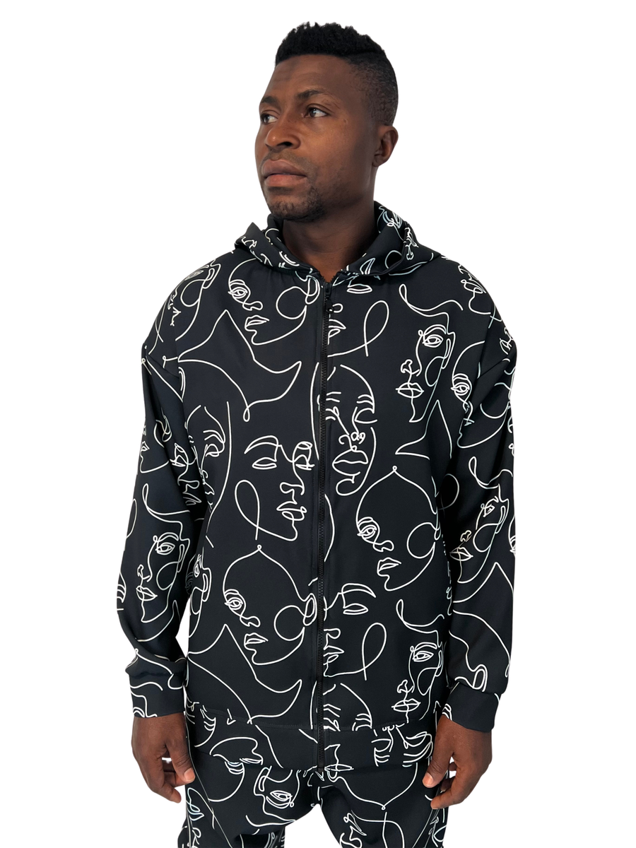 Black Sweatshirt with Geometric Design