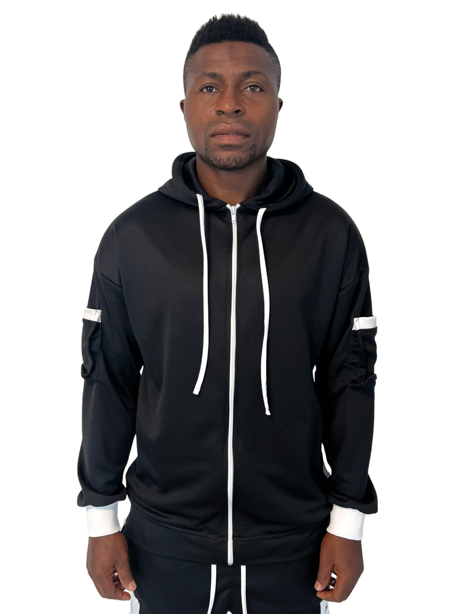 Black Sweatshirt with White Accent Details