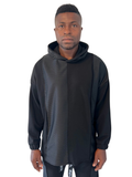 Black Mesh-Panel Sweatshirt with Statement Details