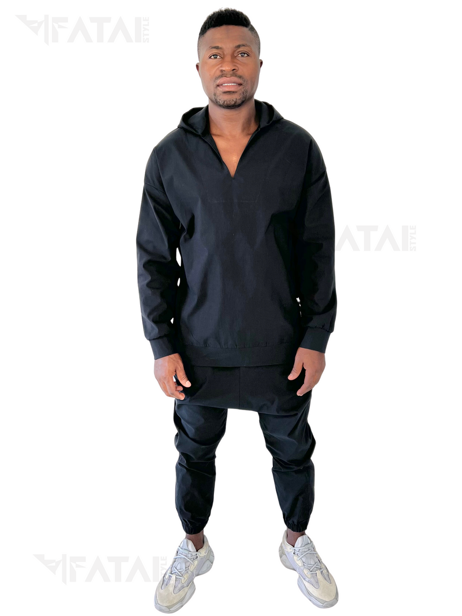 Black Hoodie with Scoop Neckline