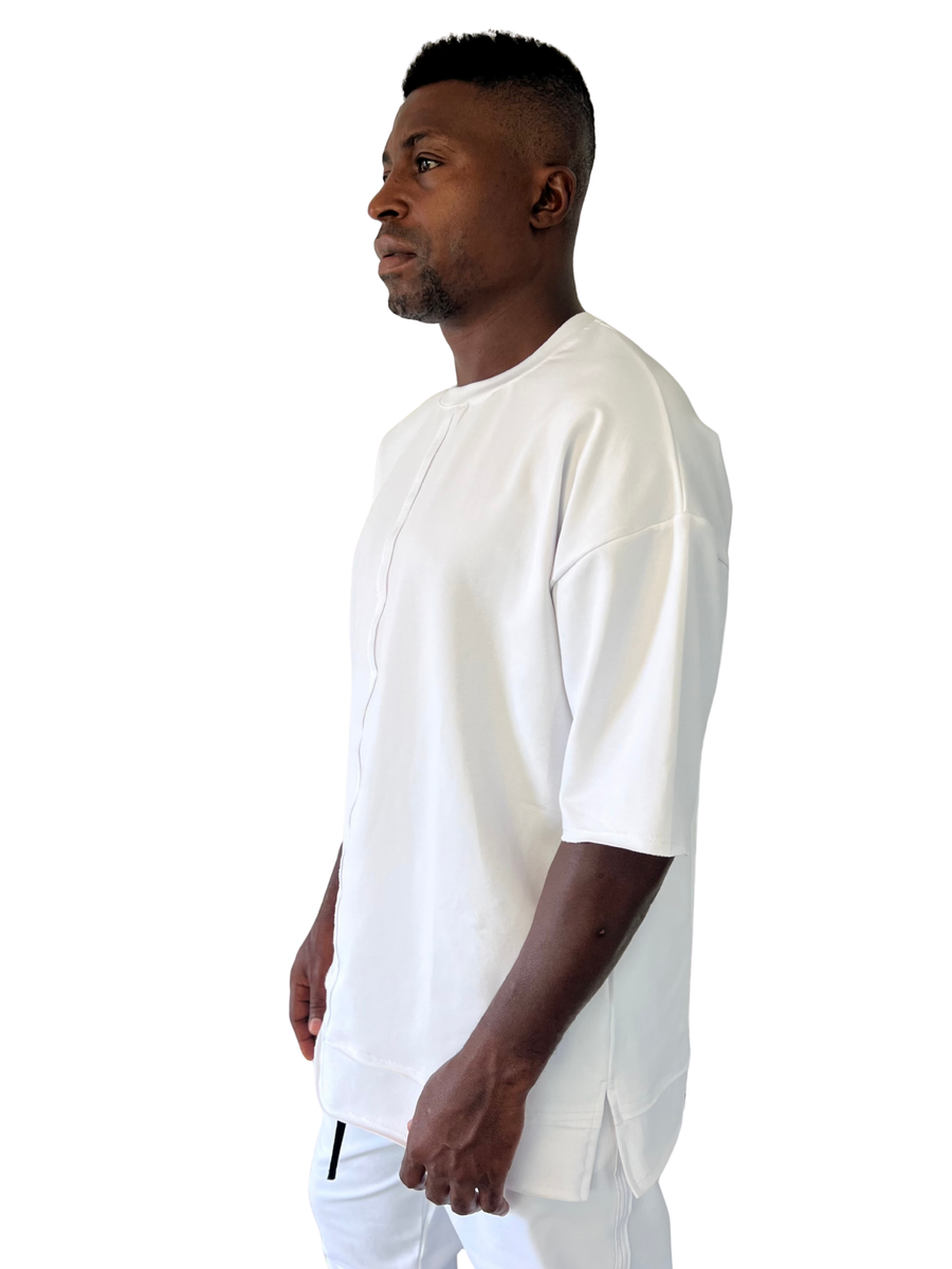 Oversized White T-Shirt with Multiple Cut-Outs