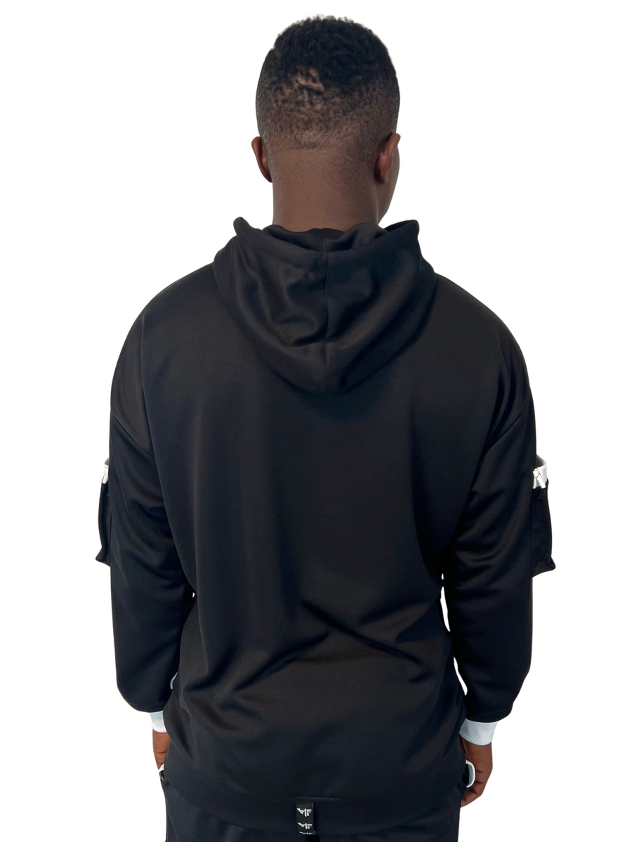 Black Sweatshirt with White Accent Details