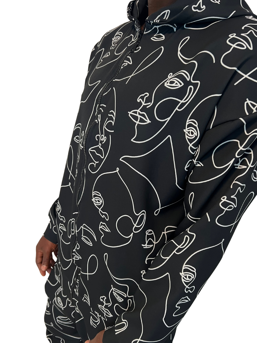 Black Sweatshirt with Geometric Design