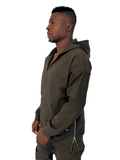 Khaki Hoodie with Scoop Neckline