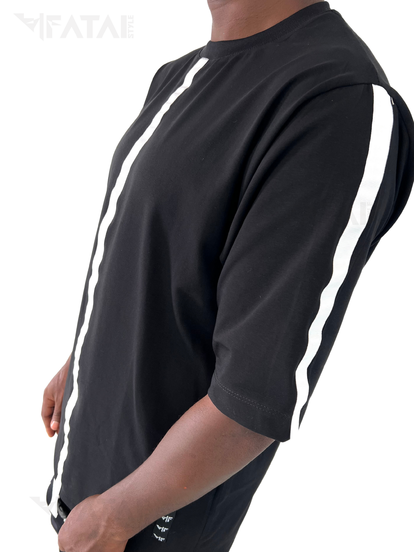 Black Two-Piece Set with White Chest Band