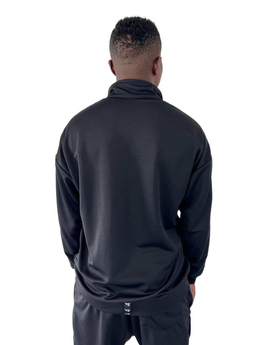 Black Sweatshirt with Applied White Stripe