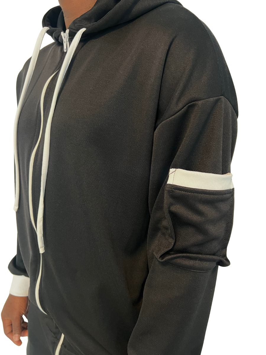 Black Sweatshirt with White Accent Details