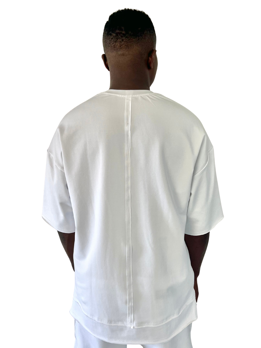 Oversized White T-Shirt with Multiple Cut-Outs