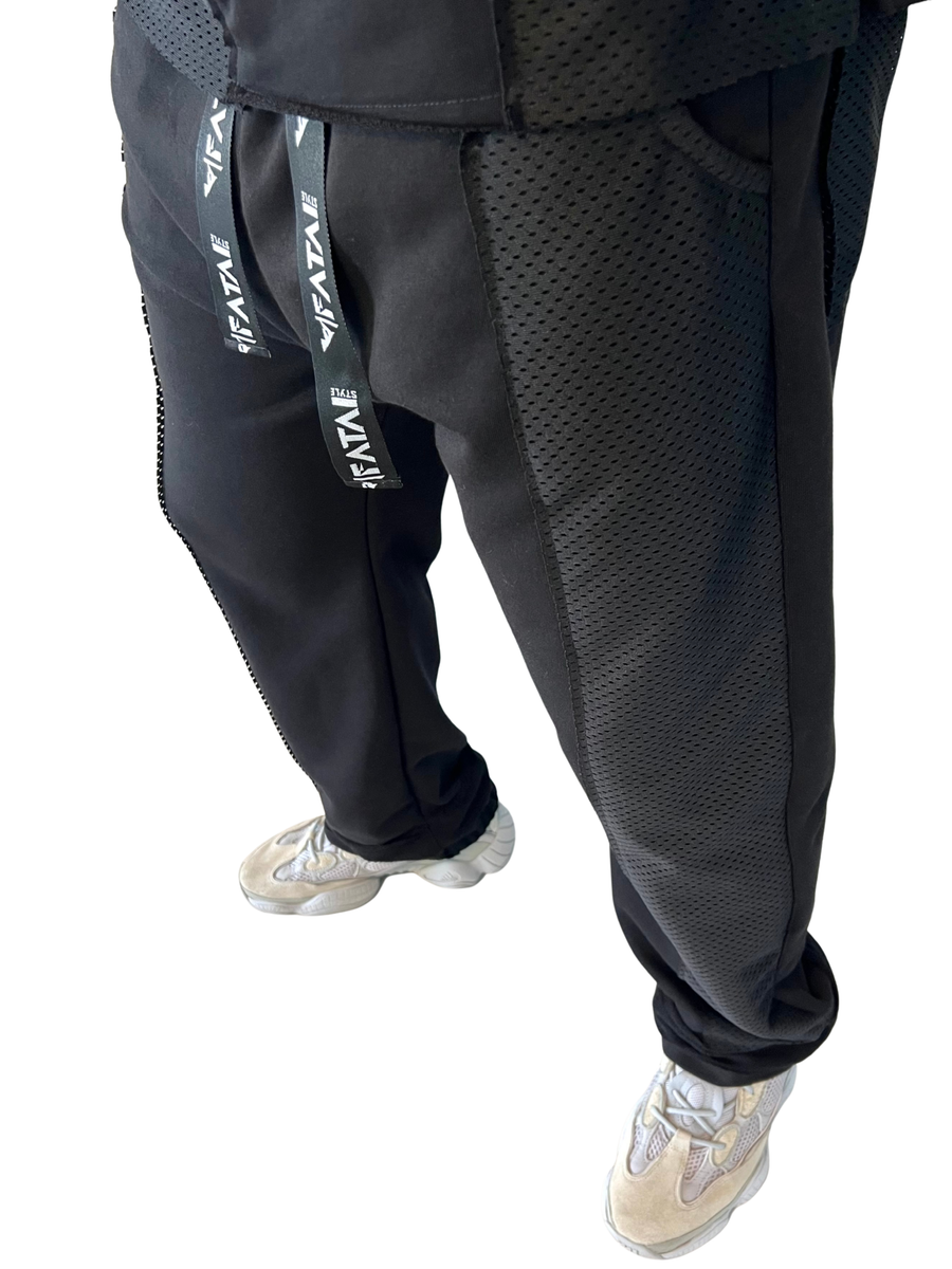Black Trousers with Mesh Panel Design
