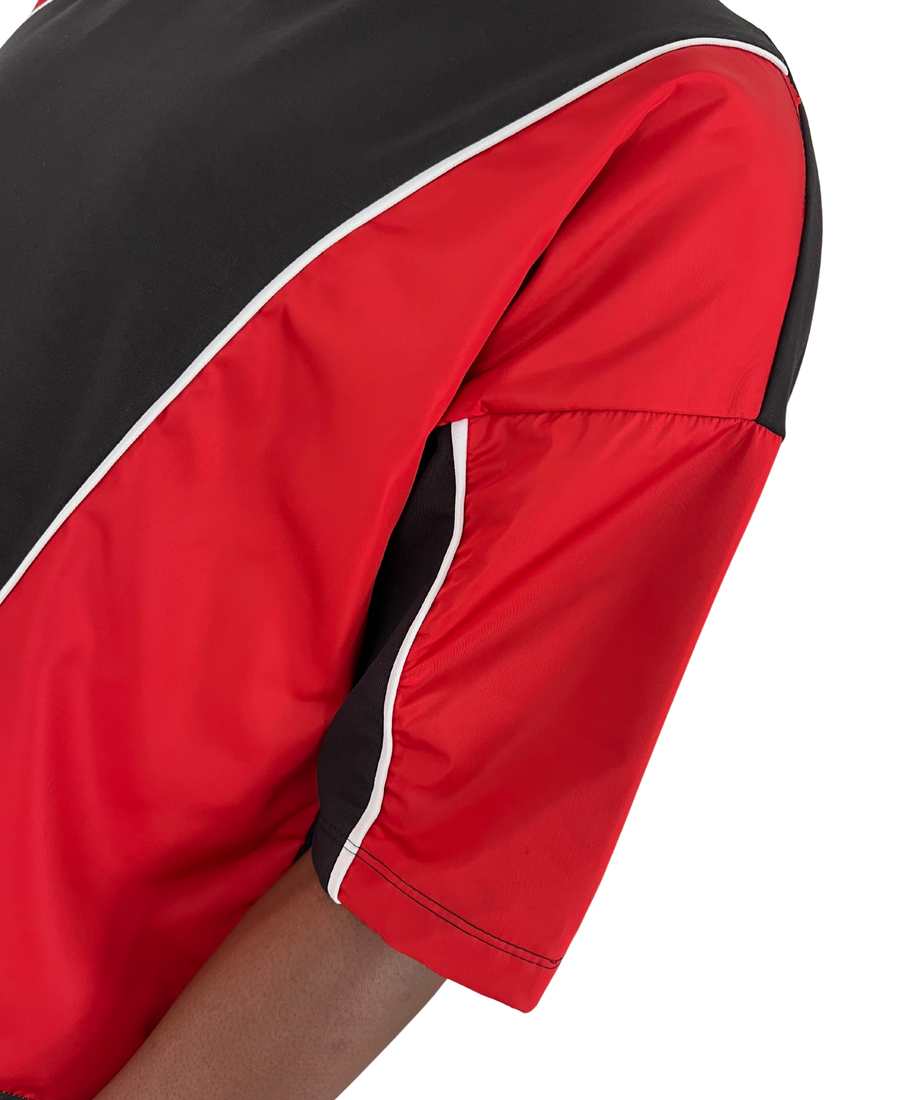 Black T-Shirt with Red Panels &amp; White Piping