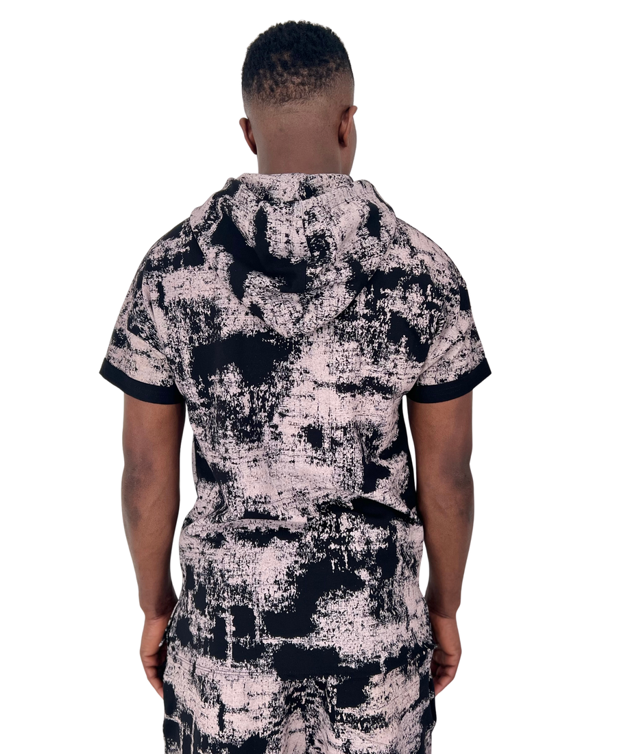 Black and Faded Pink T-Shirt with Zip