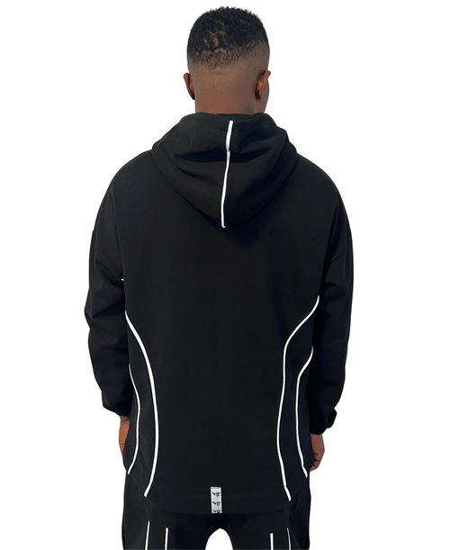 Black Cotton Sweatshirt with White Details