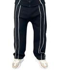 Black Pure Cotton Trousers with White Detail