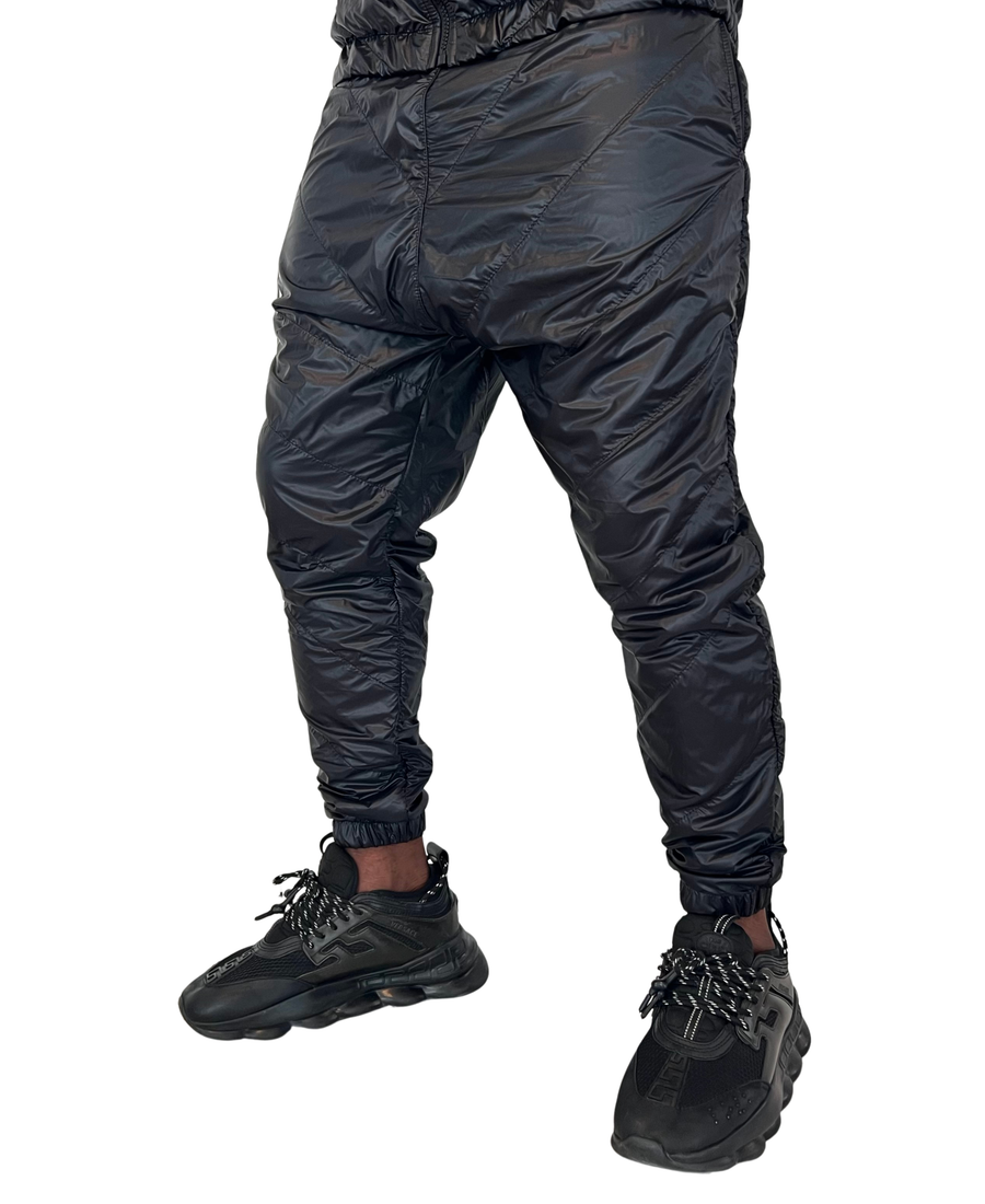 All-Over Shell-Fabric Black Trousers