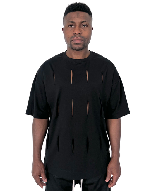 Black T-Shirt with Cut-Out Detail