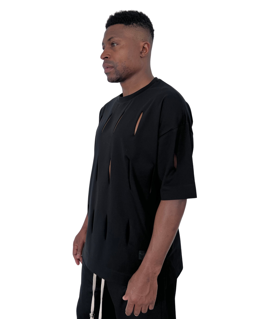Black T-Shirt with Cut-Out Detail