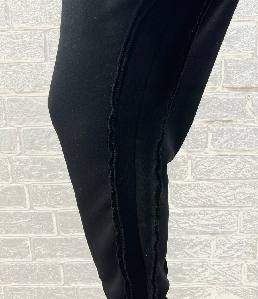 Black Trousers with Design Seams and Zip