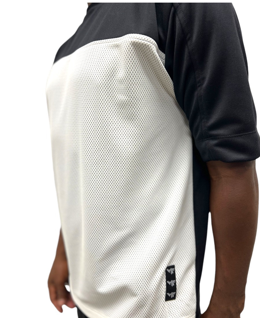 Black T-Shirt with White Mesh Design