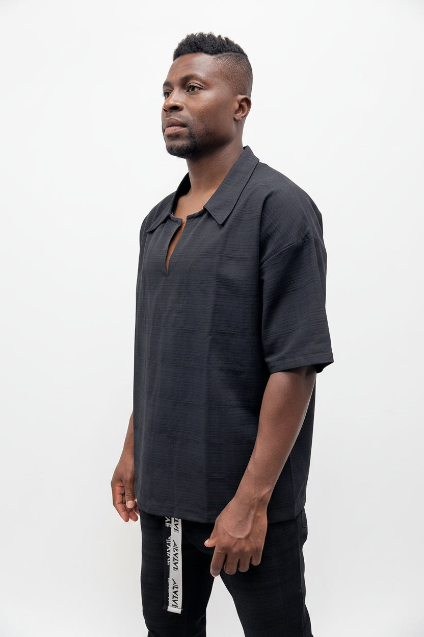 Black T-Shirt with Scoop Neckline