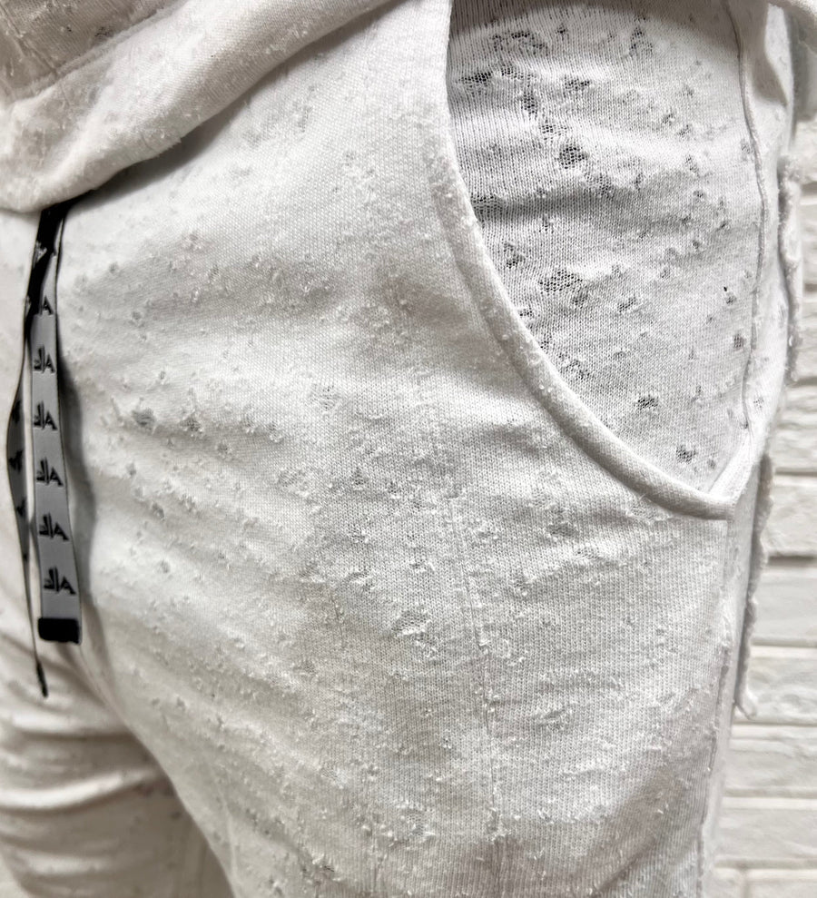 White Trousers with Vertical Seam Design