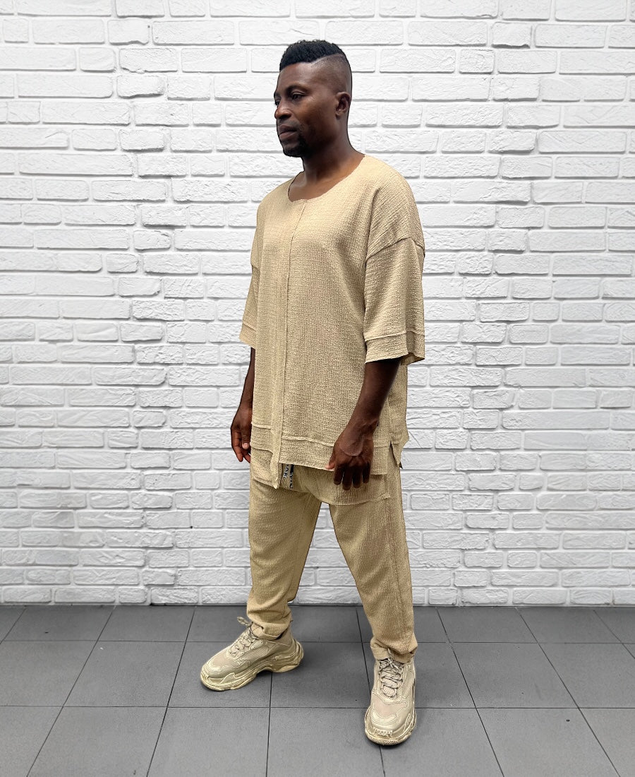Cream Two-Piece Set in Lightweight Fabric