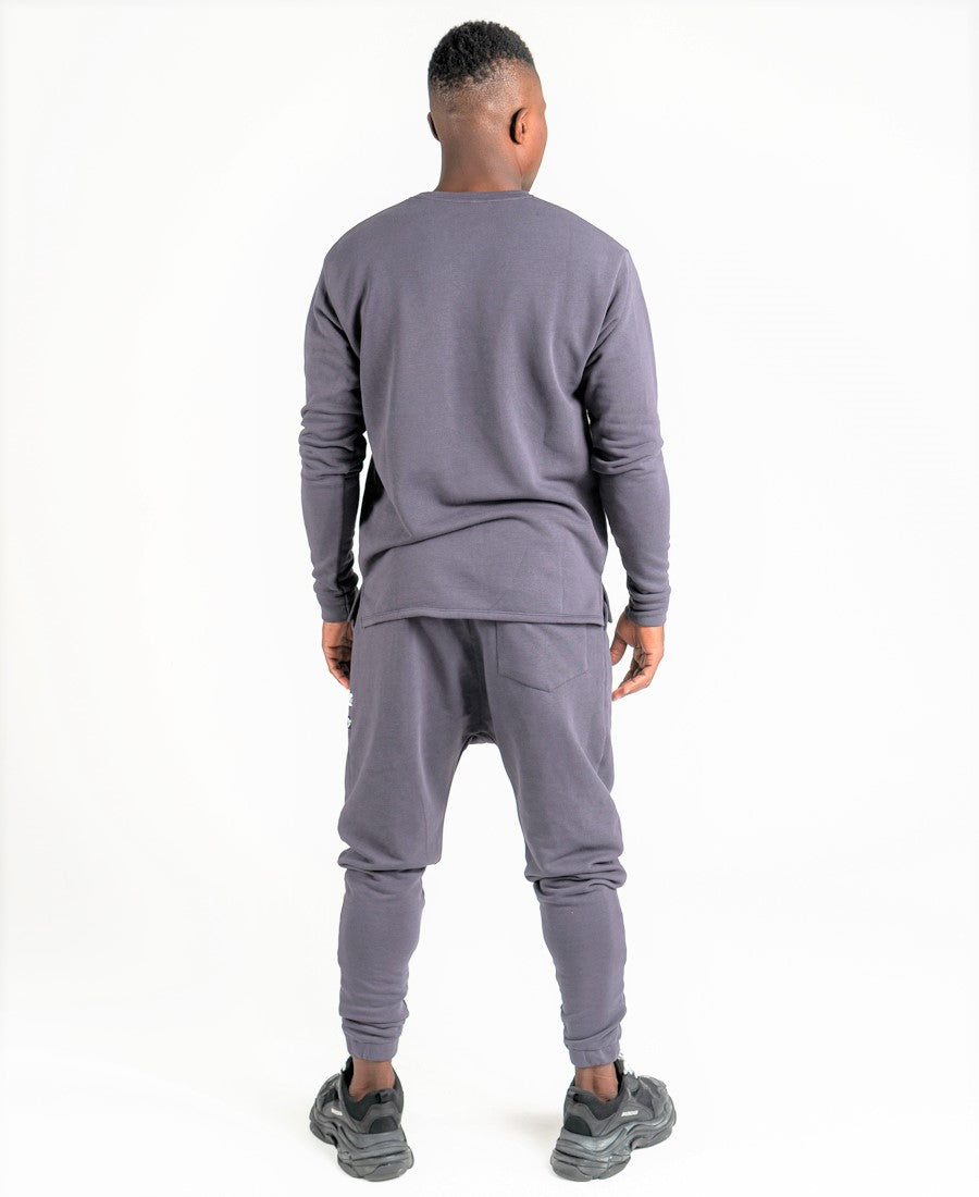 Grey Tracksuit with Black-and-White Logo Tape