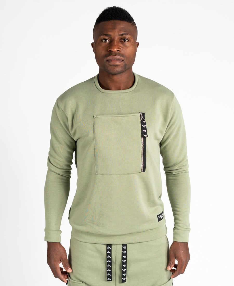 Green Hoodie with Zip Pocket and Logo Detail - Fatai Style