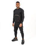 Black Two-Piece Set with Brass Zippers and Detachable Pocket