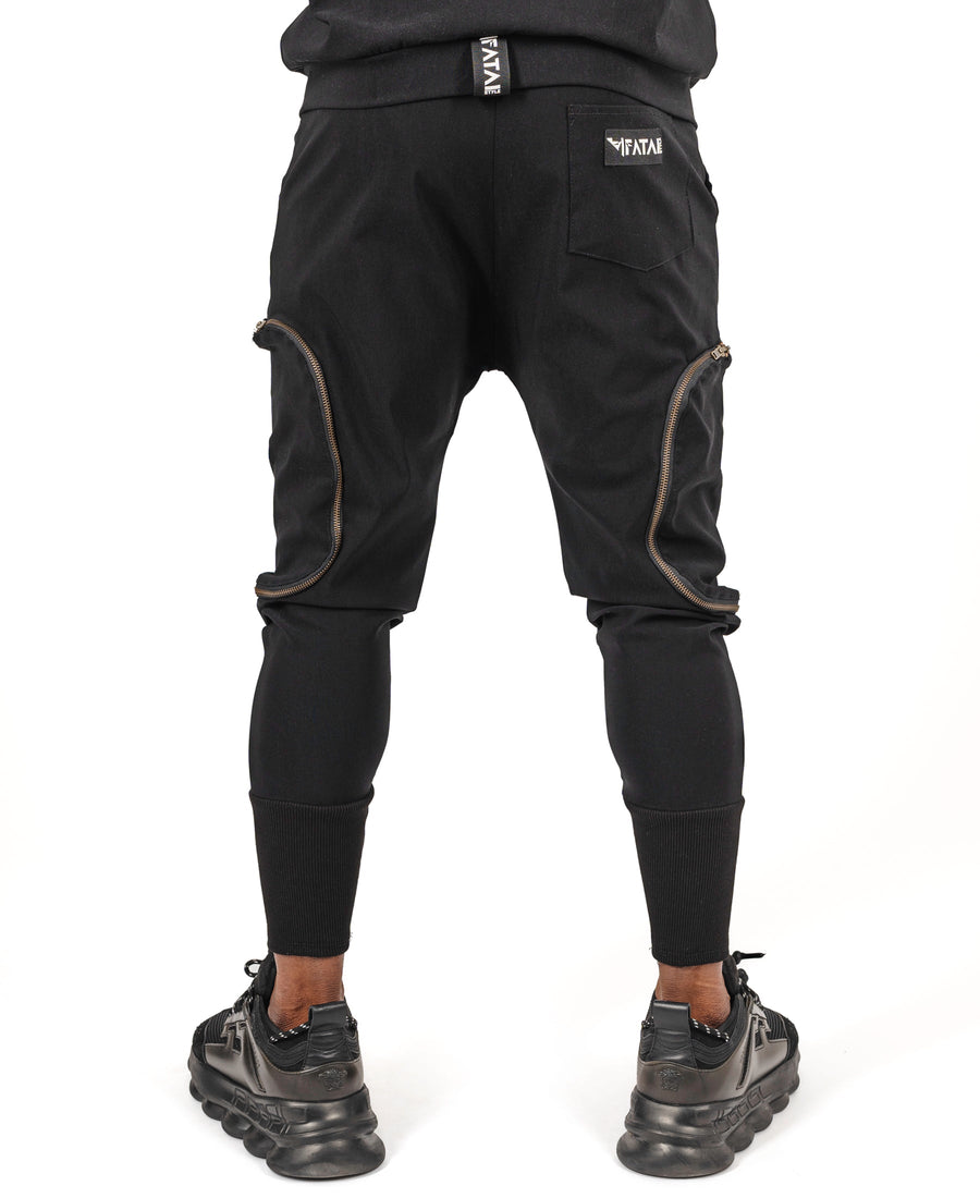 Black Trousers with Detachable Side Pockets