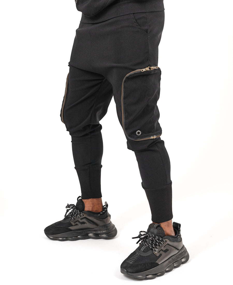 Black Trousers with Detachable Side Pockets