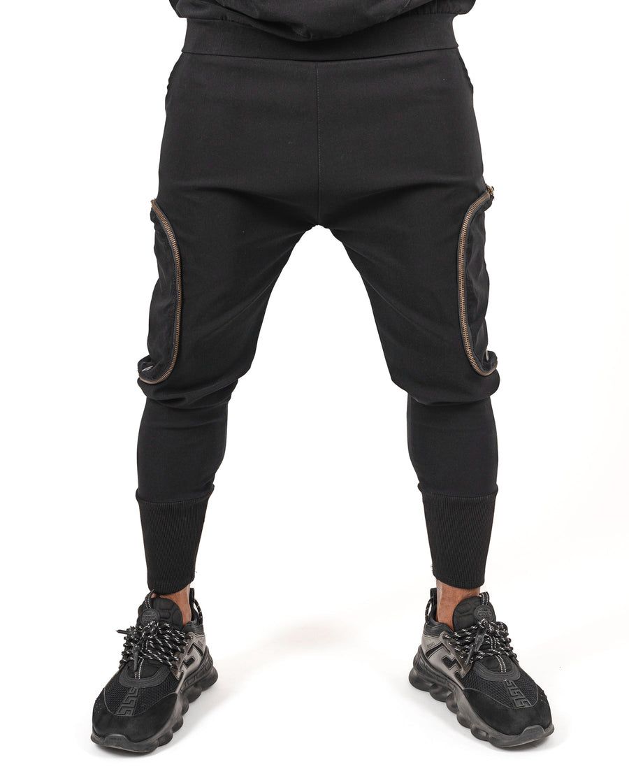 Black Trousers with Detachable Side Pockets