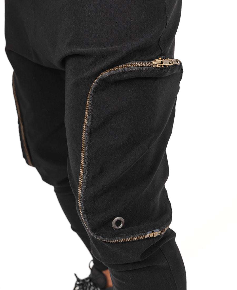 Black Trousers with Detachable Side Pockets