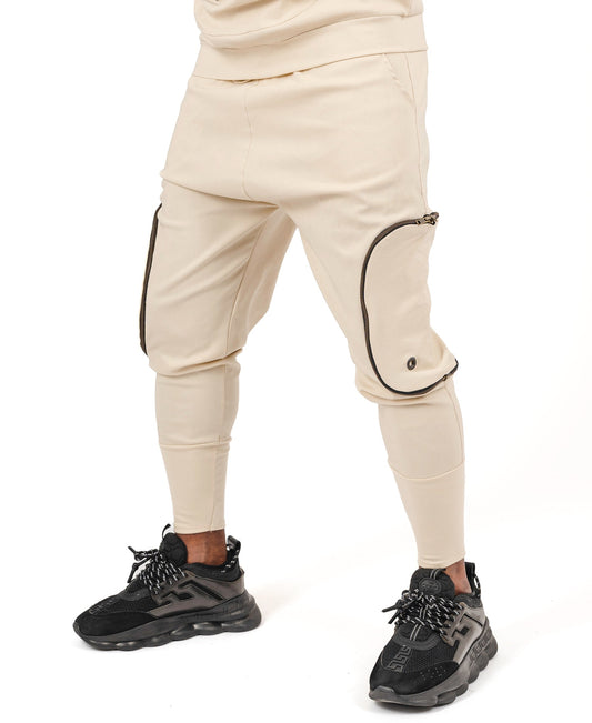 Cream trousers with removable pockets