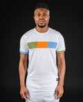 White T-Shirt with Three-Tone Design