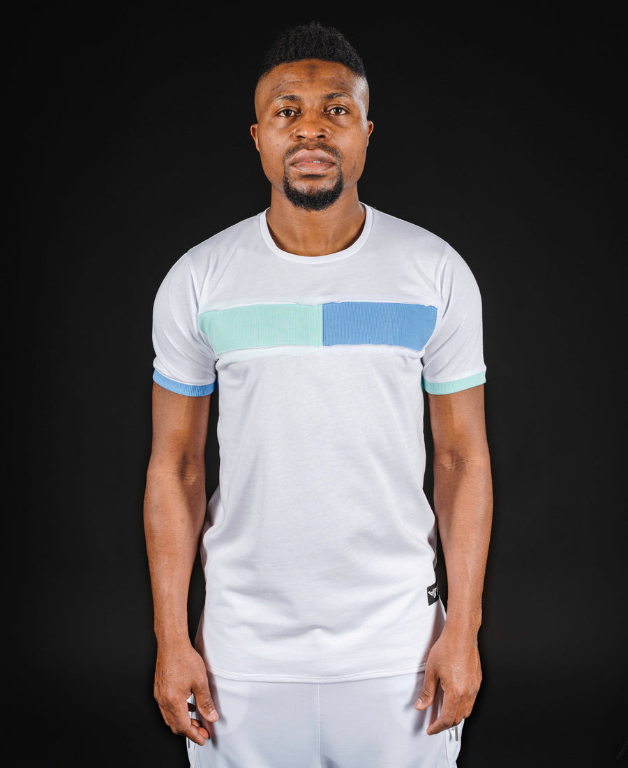 White T-Shirt with Two-Tone Design