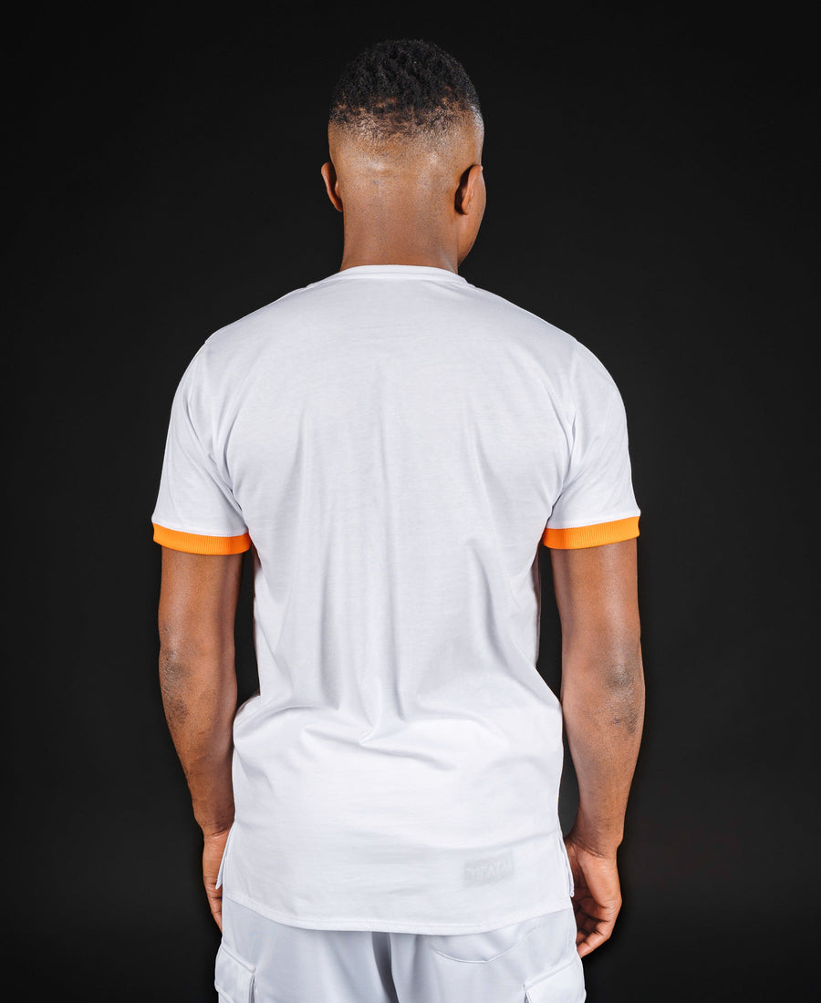 White T-Shirt with Orange Design