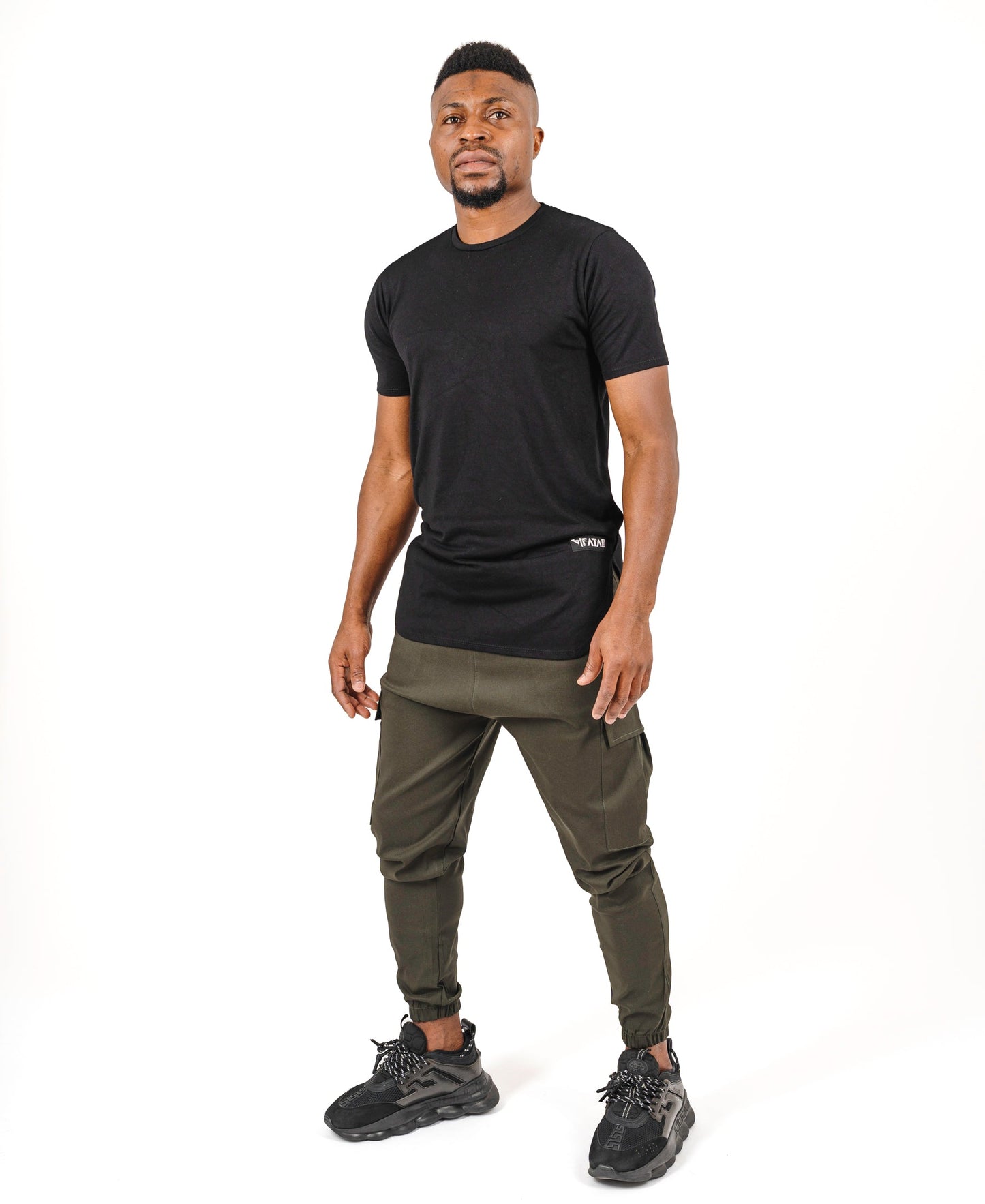 Khaki trousers with side pockets
