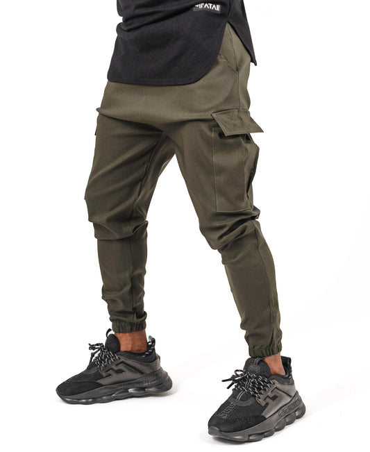 Khaki trousers with side pockets