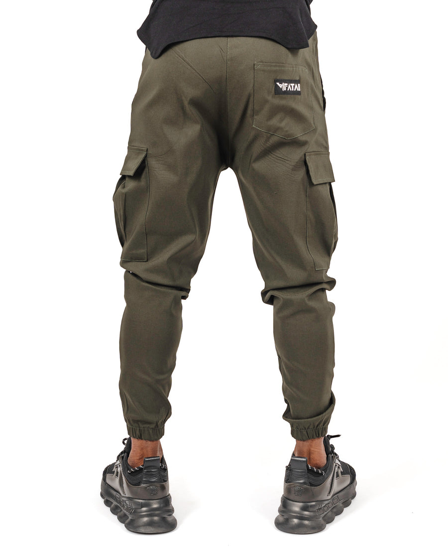 Khaki Trousers with Flap Side Pockets