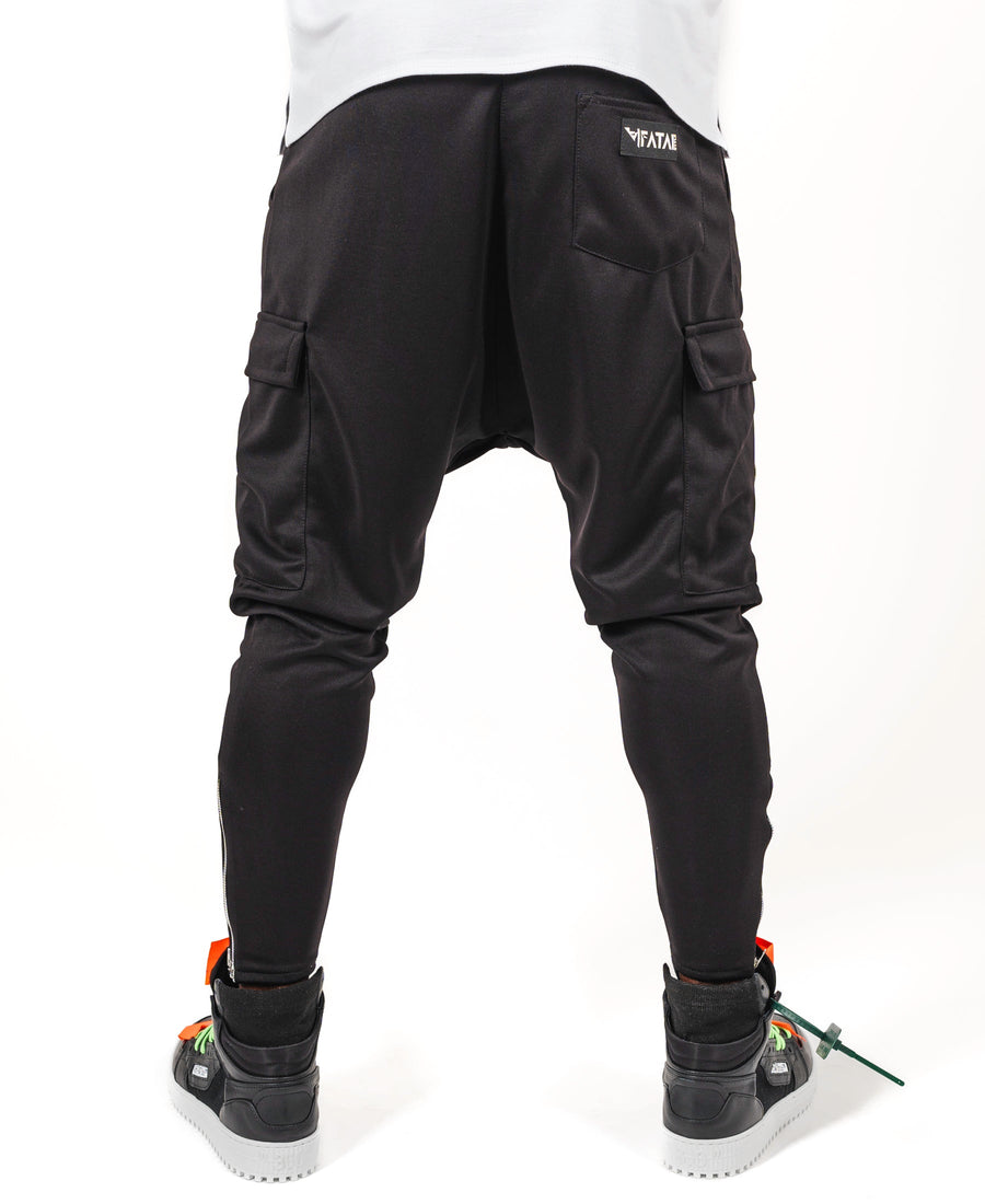 Black Trousers with White Accents