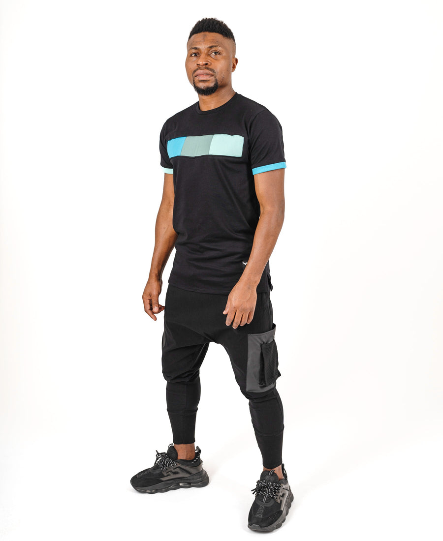 Black T-Shirt with Three-Tone Design