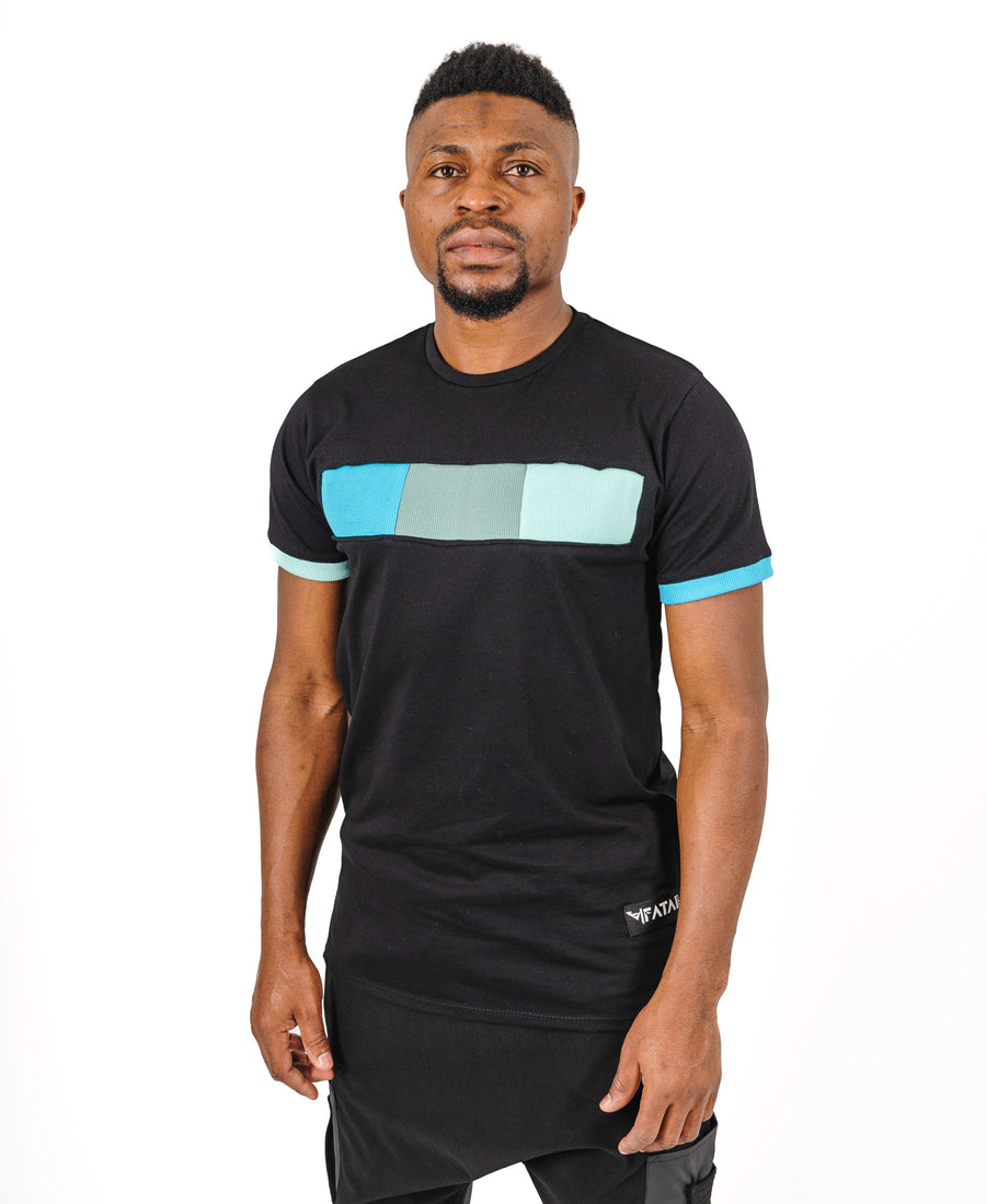Black T-Shirt with Three-Tone Design