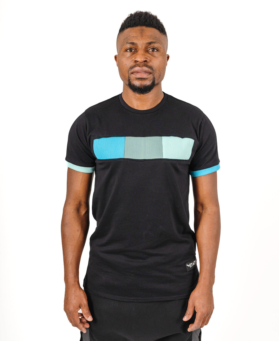 Black T-Shirt with Three-Tone Design