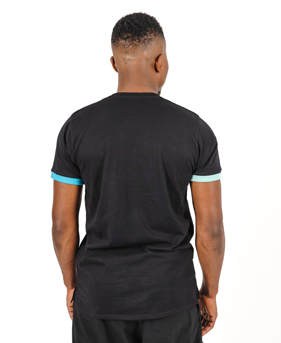 Black T-Shirt with Three-Tone Design